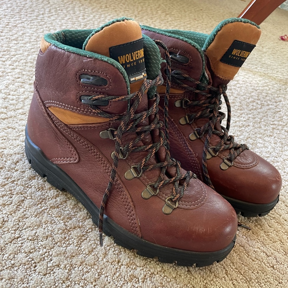 Wolverine leather lace up steel toe boots